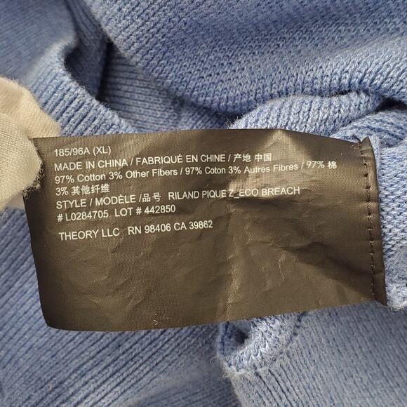 Theory Riland Pique Eco Breach Sweater Crewneck Skyline Melange Blue Size XL - Picture 7 of 8